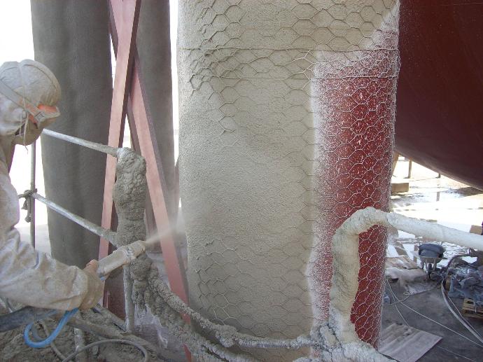 Mortier projeté pour la protection passive incendie à l'extérieur des bâtiments